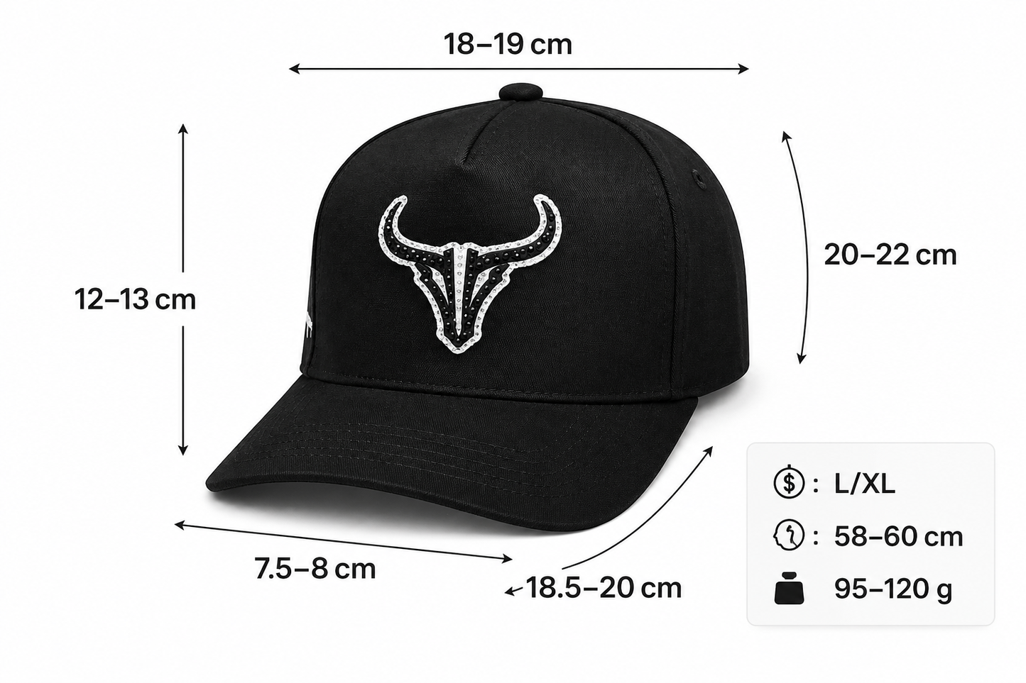 JEBCOK Bull Hat Snapback | Rhinestone Bull Head Black Cap