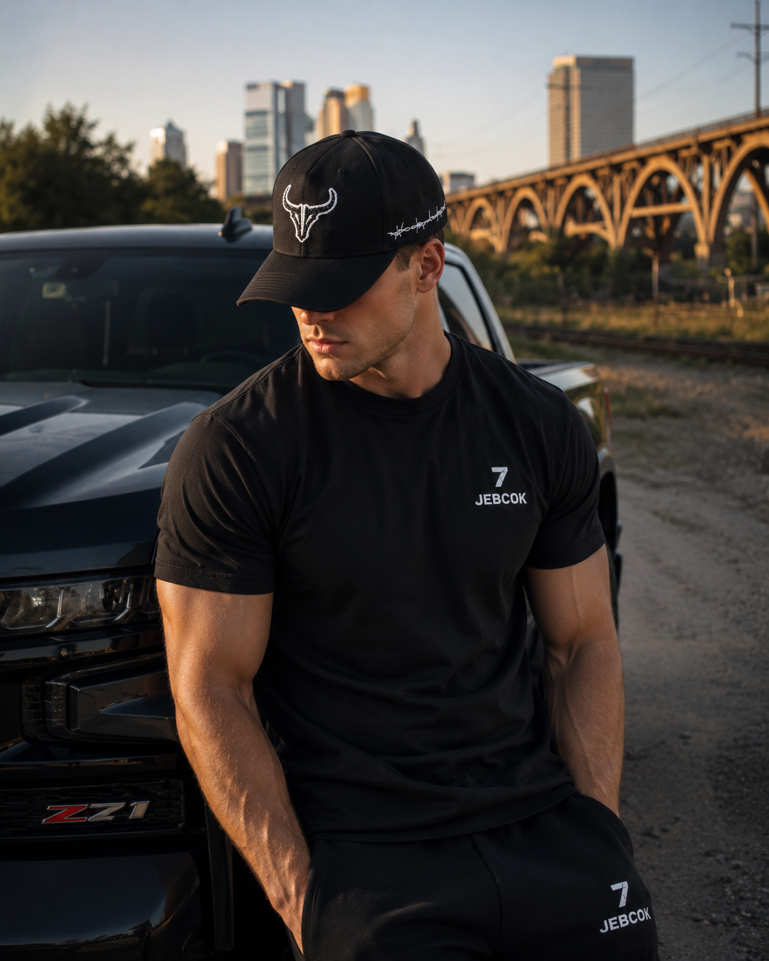 JEBCOK Bull Hat Snapback | Rhinestone Bull Head Black Cap