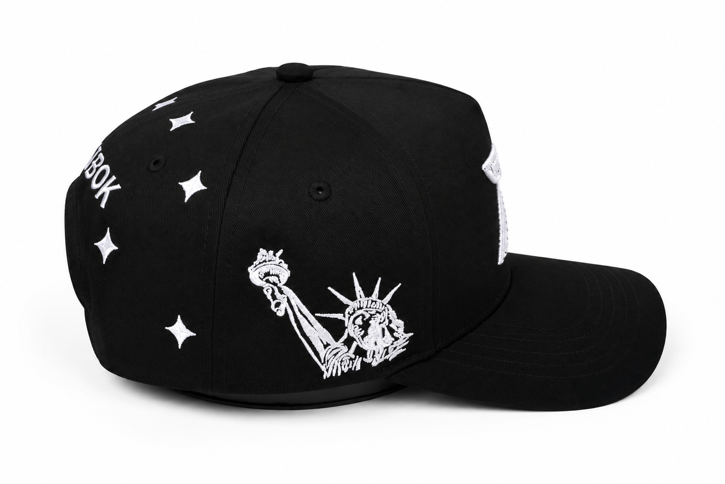 JEBCOK Statue of Liberty Snapback Hat | Rhinestone Black Cap