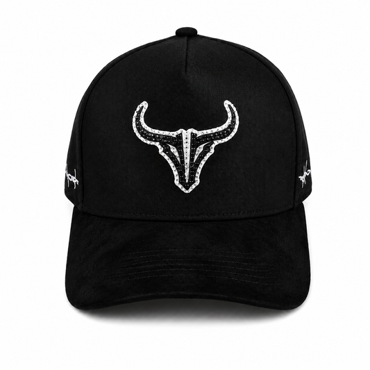 JEBCOK Bull Hat Snapback | Rhinestone Bull Head Black Cap